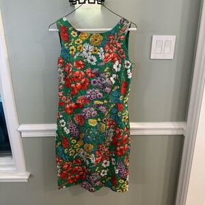 Floral Sleeveless Dress - Green and Multicolor